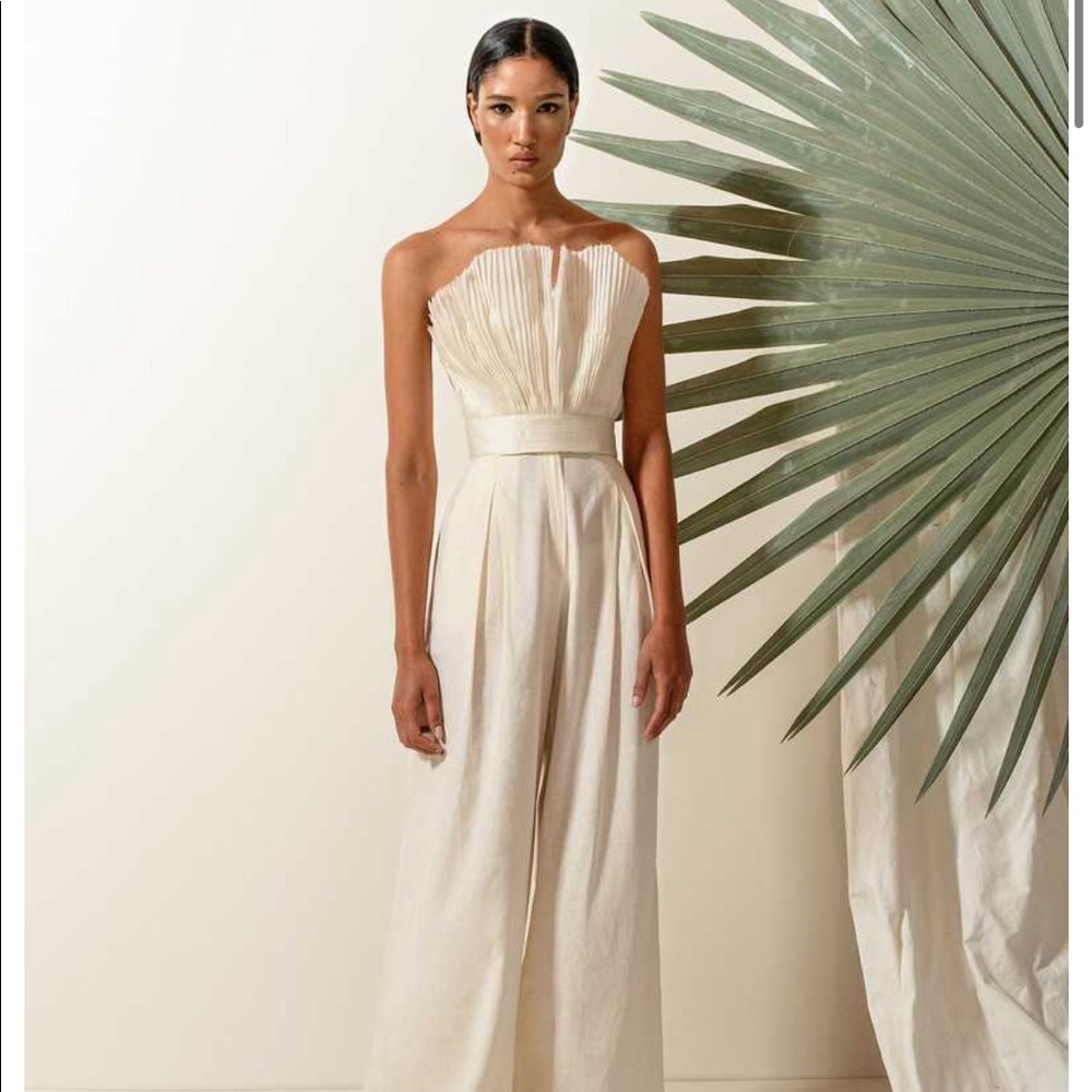 Andres Otalora Gingko Pleated Silk Top